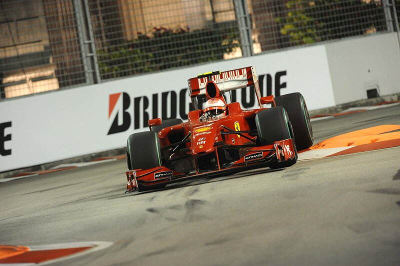 Red Formula One Car — Dynamic, Night, Photograph