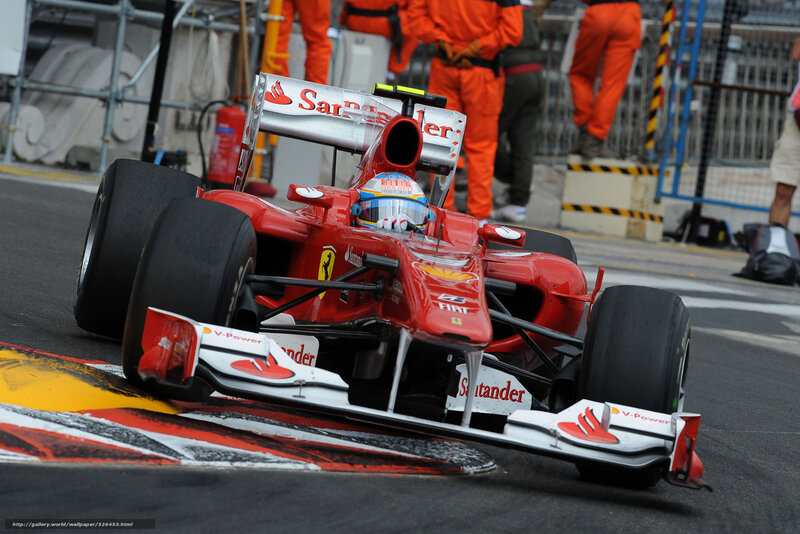 Red Formula One Car — Dynamic, Photograph, Driver, Pit Crew, Fire Extinguisher