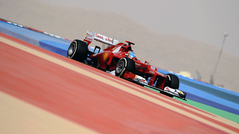 Red Formula One Car — Dynamic, Photograph, Driver, Race Track, Dunes