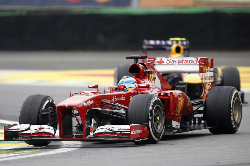 Red Formula One Car — Dynamic, Photograph, Driver, Race Track, Other Car