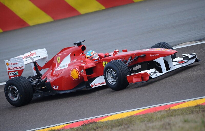 Red Formula One Car — Dynamic, Photograph, Driver, Race Track, Santander