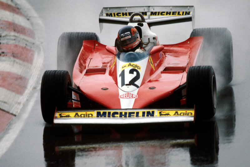 Red Formula One Car — Dynamic, Photograph, Driver, Race Track, Tire Spray