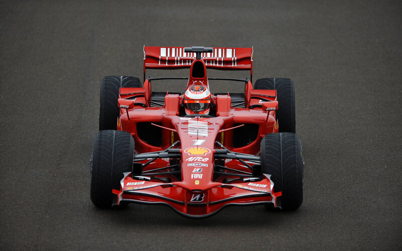 Red Formula One Car — Dynamic, Photograph, Driver, Racing Tire, Helmet