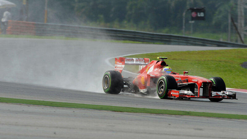 Red Formula One Car — Dynamic, Photograph, Driver, Track, Grass