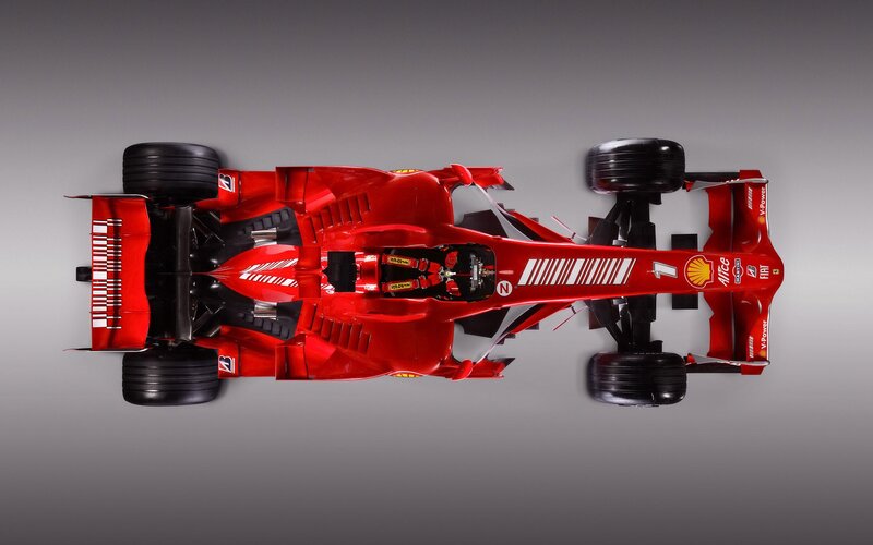 red formula one car from above