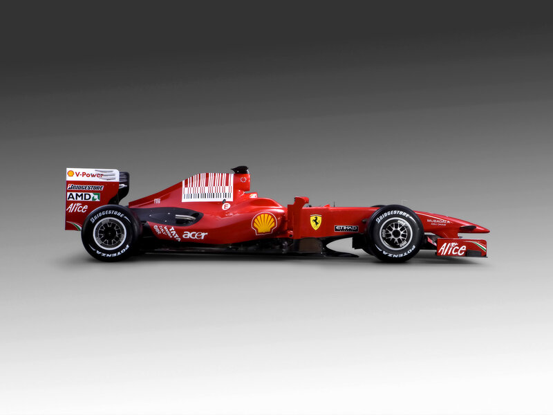 Red Formula One Car — Neutral, Photograph, Sponsor Logos, Wings
