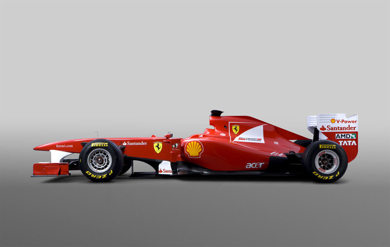 Red Formula One Car — Neutral, Photograph, Sponsors, Tires, Aerodynamic Body