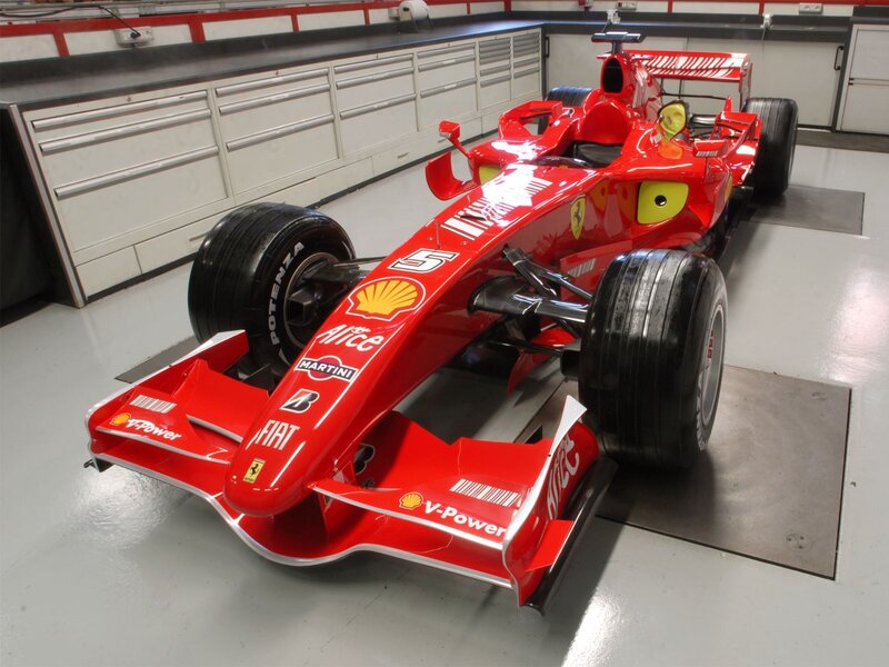 Red Formula One Car — Neutral, Photograph, Workshop