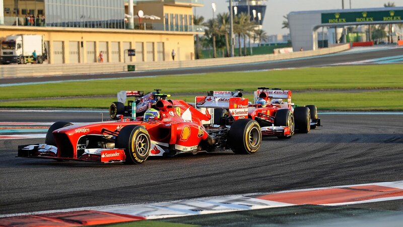 Red Formula One Cars — Competitive, Afternoon, Photograph, Race Track