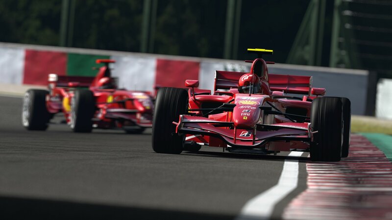 Red Formula One Cars — Dynamic, Afternoon, 3d Render
