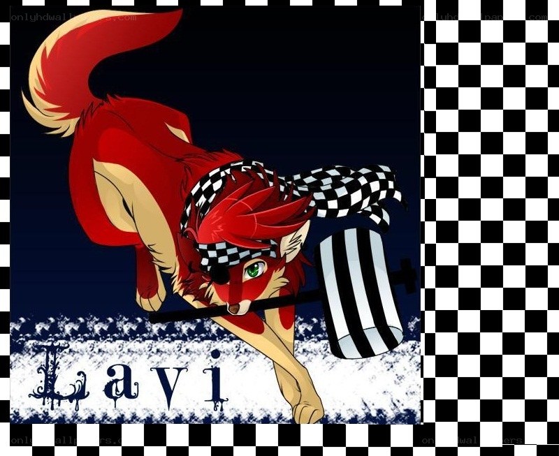 red fox character with checkered scarf