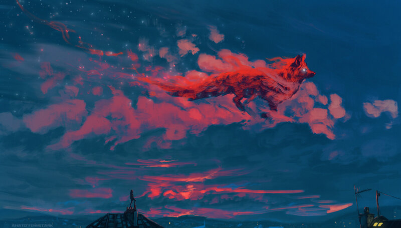 Red Fox in Sky