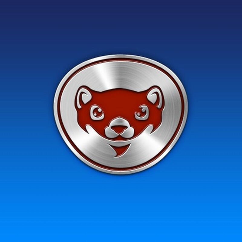 red fox logo on metal emblem