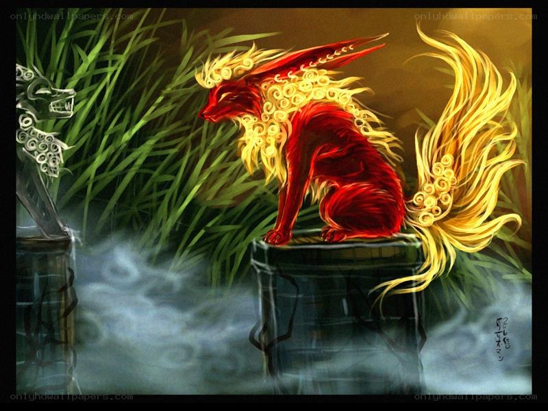 Red fox spirit in mist