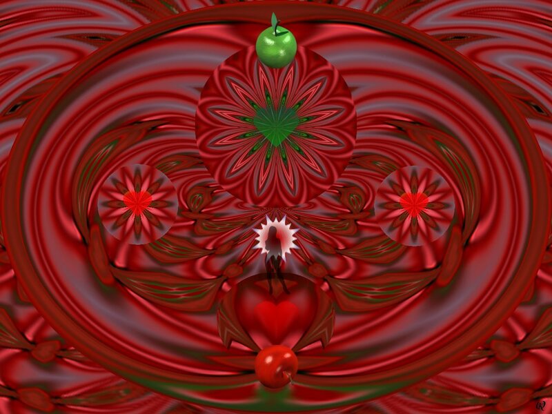 Red Fractal Apple Design