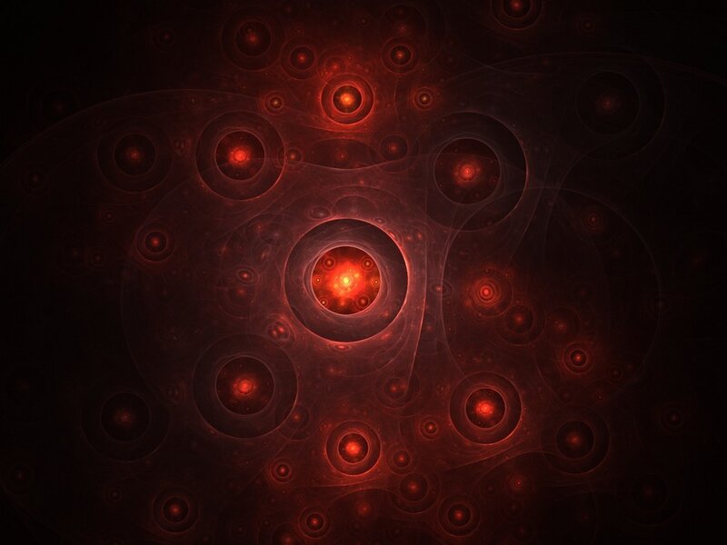 Red fractal circular patterns