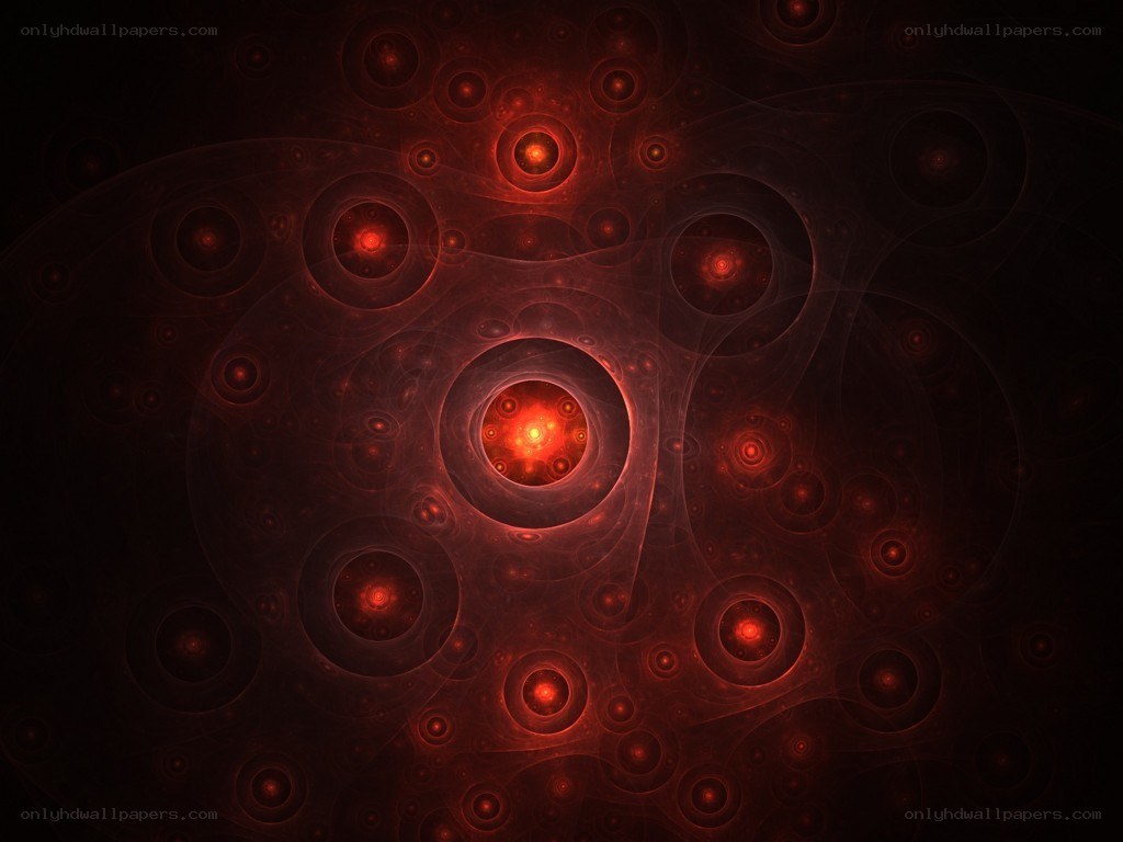Red fractal circular patterns