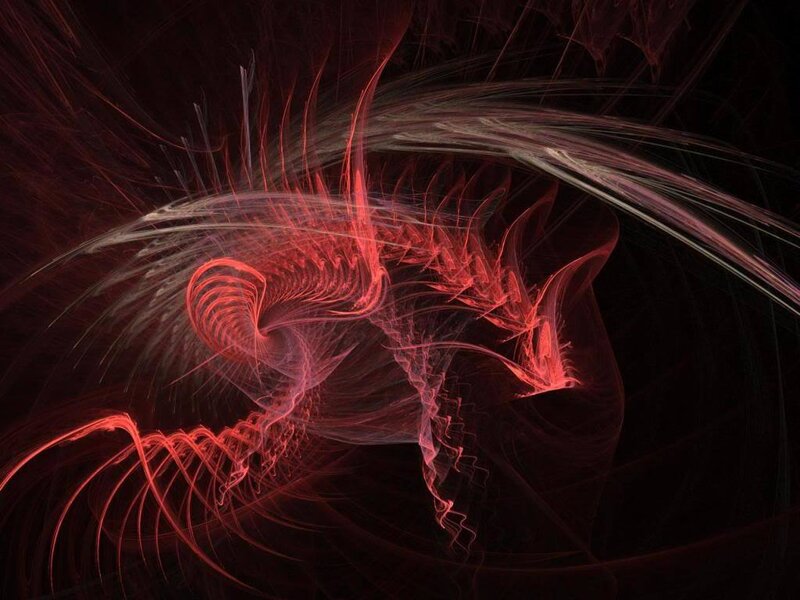 Red fractal energy swirl