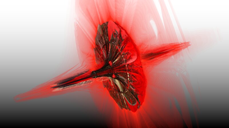 Red Fractal Explosion — Dramatic, Digital Art, Light