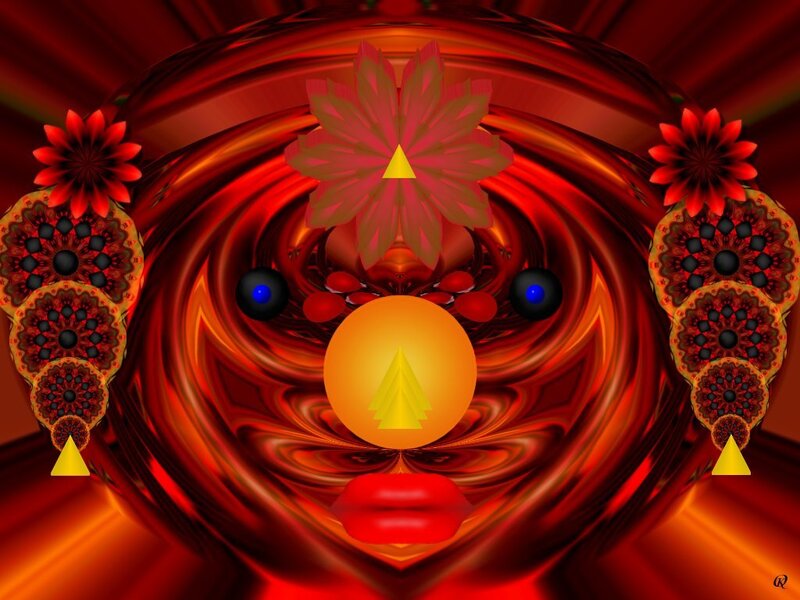 Red fractal face art
