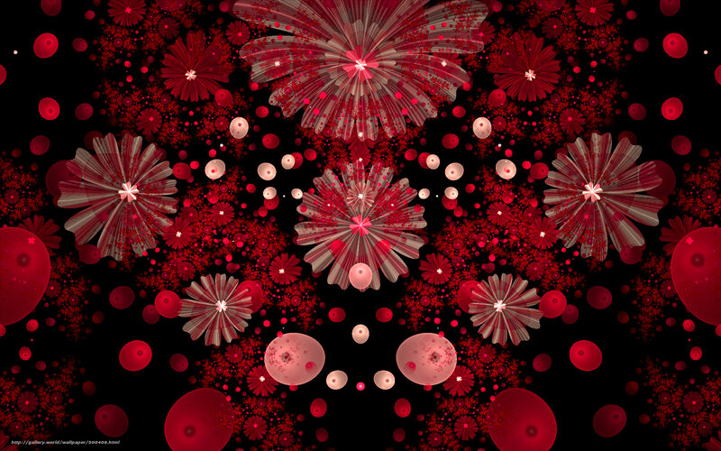 Red fractal fireworks display