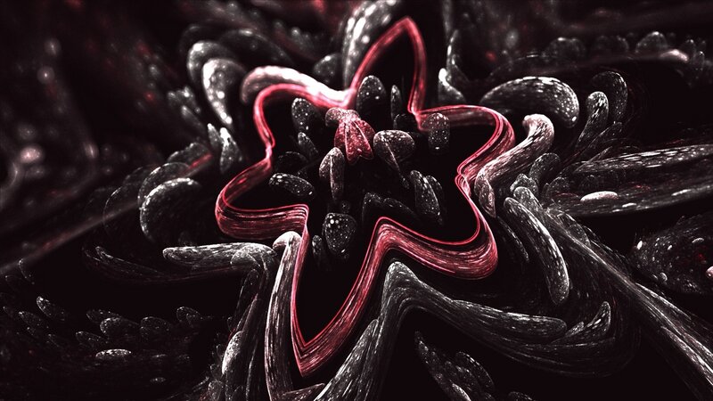 Red Fractal Flower — Black
