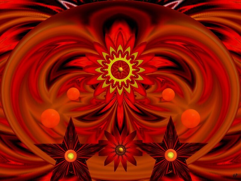 Red Fractal Flower Design