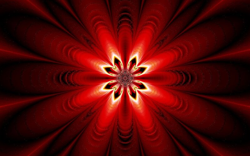 Red Fractal Flower — Dramatic, Abstract