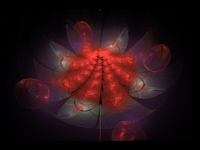 Red Fractal Flower — Dramatic, Digital Art, Spheres