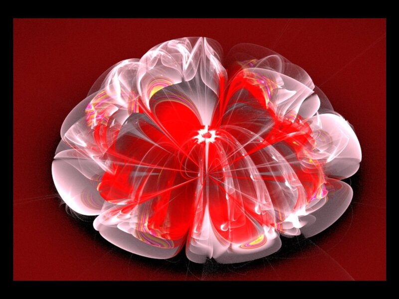 Red Fractal Flower — Dramatic, Digital Art, White