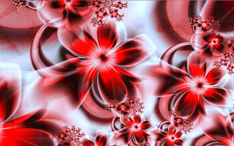 Red Fractal Flowers — Abstract