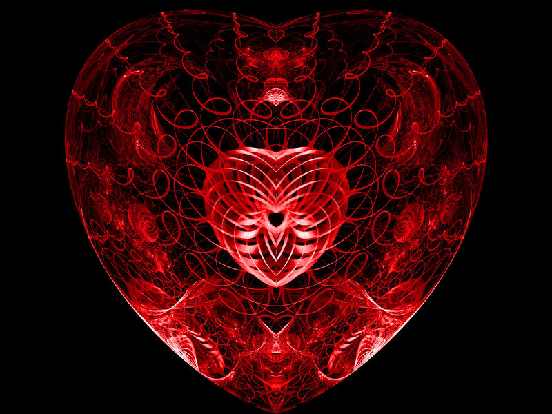 Red Fractal Heart — Abstract