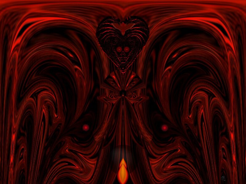 Red Fractal Heart Design — Dark