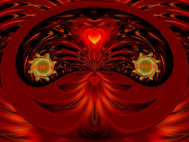 Red Fractal Heart Design — Dramatic, Digital Art