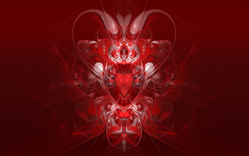 Red Fractal Heart Design — Dramatic