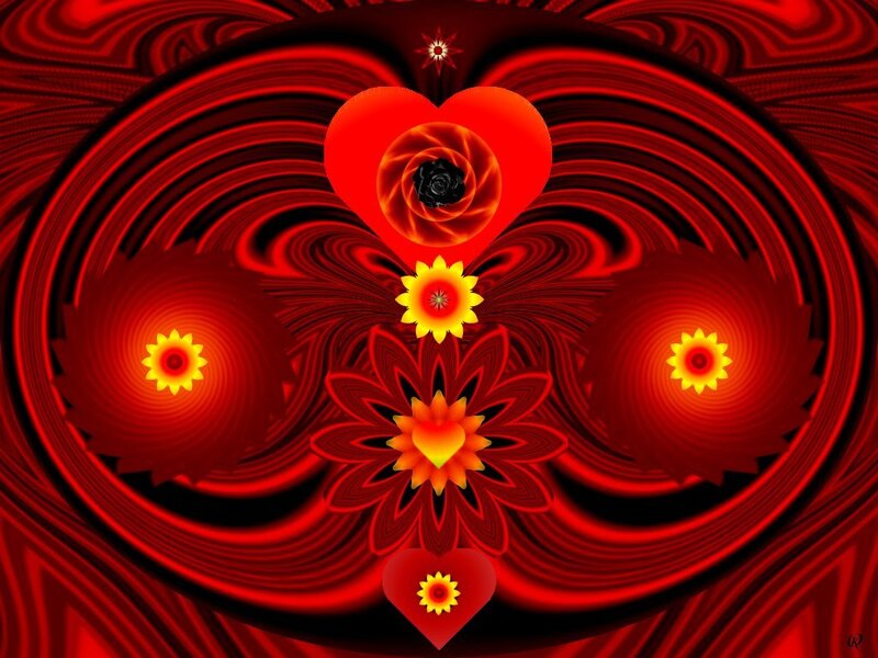 Red Fractal Heart Design — Hypnotic