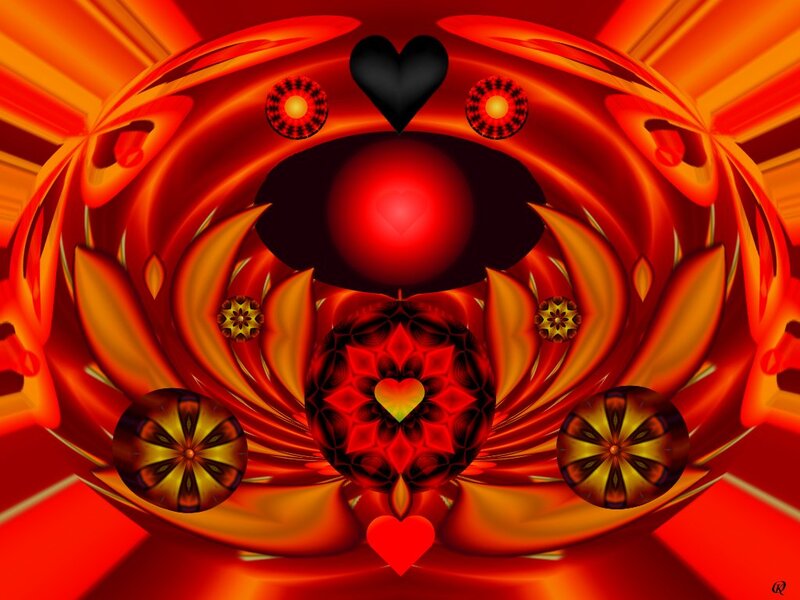 Red Fractal Heart Design — Intense