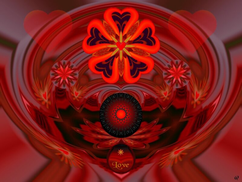 Red Fractal Heart Design — Symmetrical