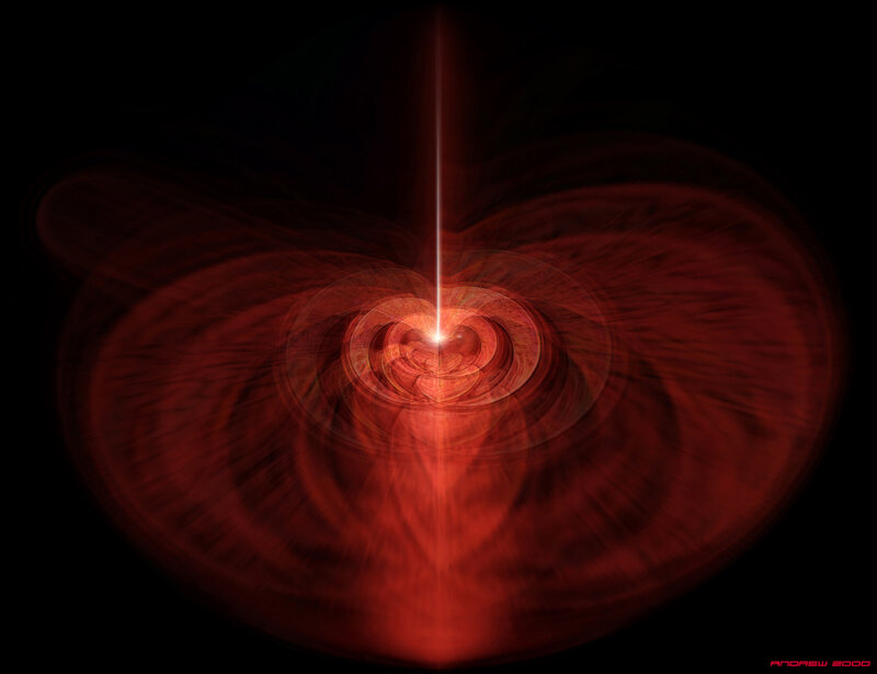 Red Fractal Heart — Dramatic, Digital Art