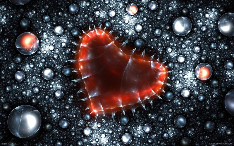 Red Fractal Heart — Dramatic