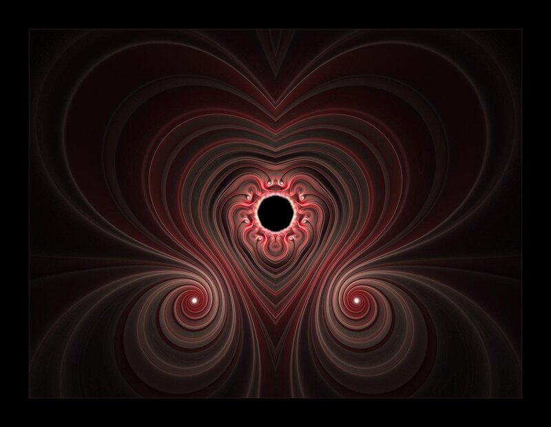 Red Fractal Heart Pattern — Mysterious