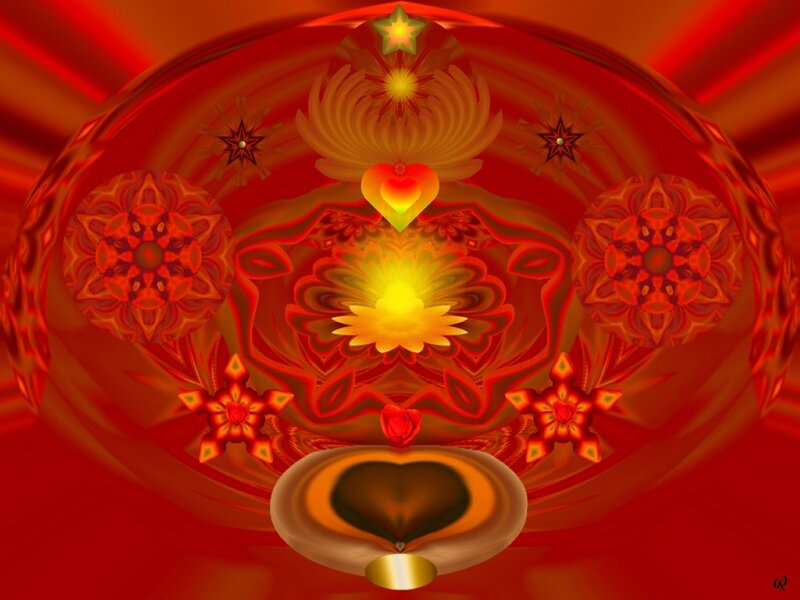 Red Fractal Mandala — Hypnotic, Digital Art