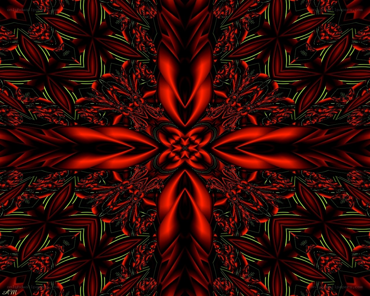 Red fractal mandala pattern