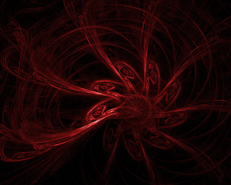 Red Fractal Pattern — Dark, Abstract, Black