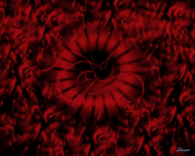 Red Fractal Pattern — Dark, Digital Art