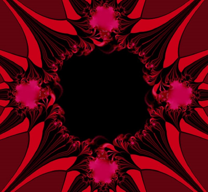 Red Fractal Pattern — Dramatic, Abstract, Black Center