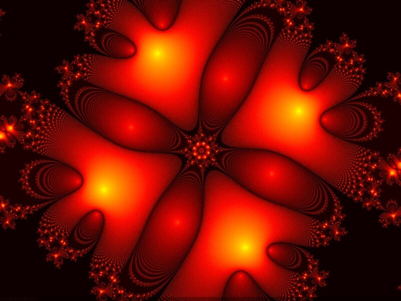 Red Fractal Pattern — Dramatic, Abstract, Spiral, Glow