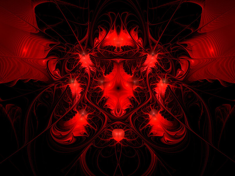 Red Fractal Pattern — Dramatic, Abstract, Symmetry