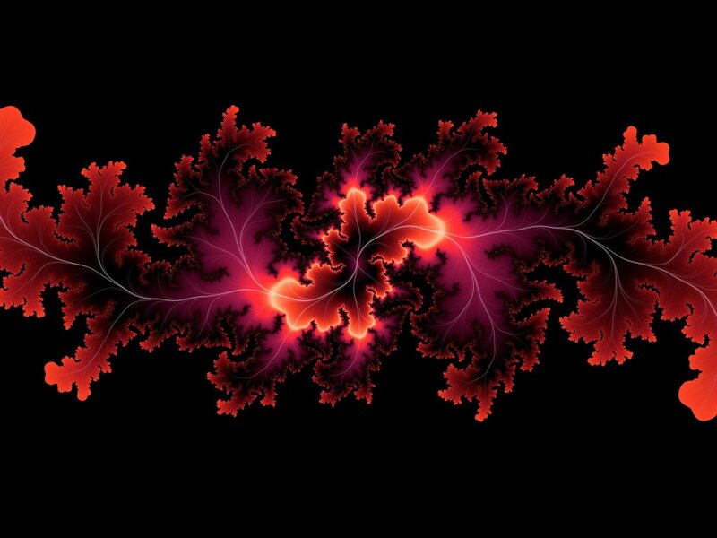 Red Fractal Pattern — Dramatic, Digital Art, Leaves