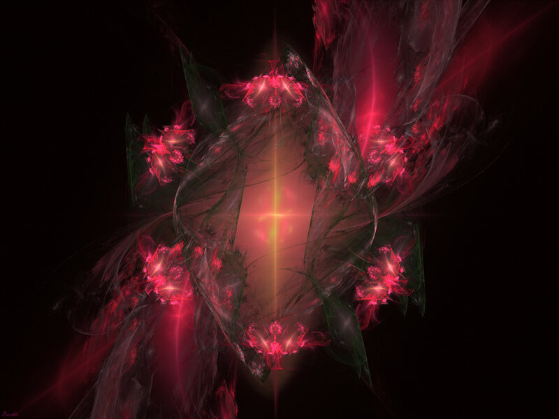 Red Fractal Pattern — Dramatic, Digital Art, Light